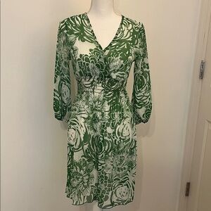 Green Floral Wrap Dress